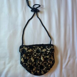 Chic Black and Gold Lace Mini Bag